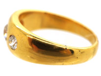 Victorian 18ct Gold, Three Stone Diamond Rub Over Ring