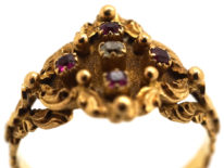 Early Victorian 18ct Gold, Ruby & Diamond Ring