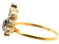 Edwardian 18ct Gold & Platinum, Sapphire & Diamond Firework Ring