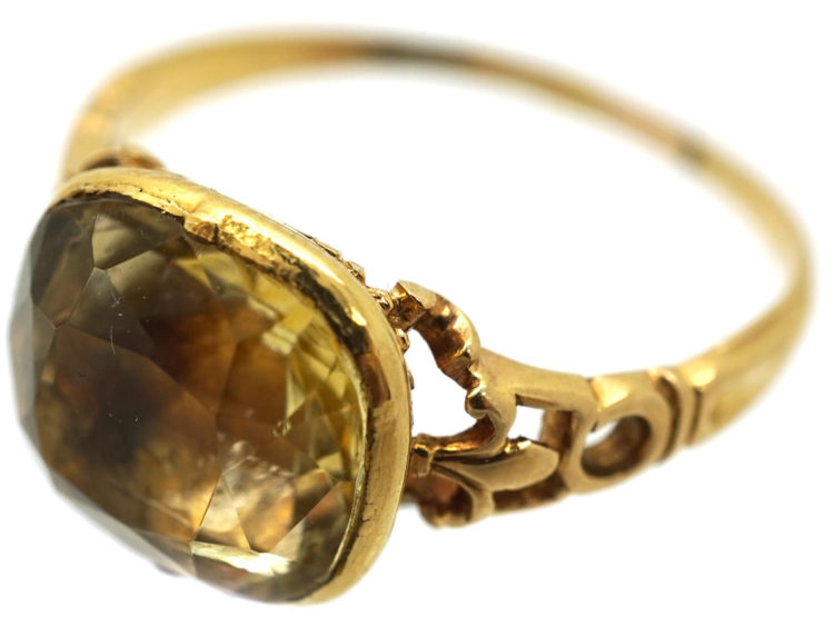 Georgian 18ct Gold & Foiled Citrine Ring
