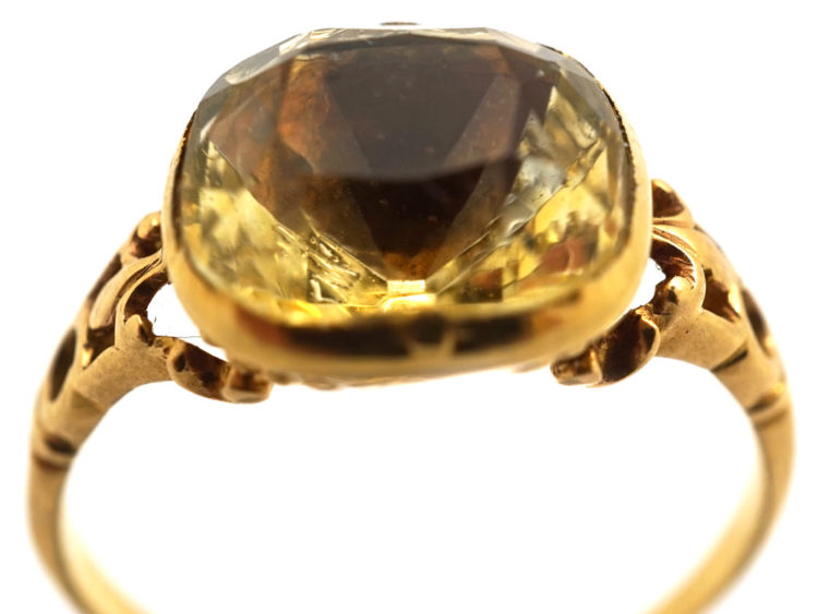 Georgian 18ct Gold & Foiled Citrine Ring