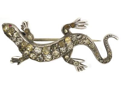 Edwardian Silver & Paste Lizard Brooch