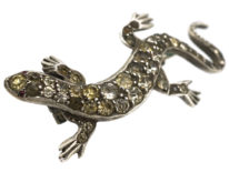 Edwardian Silver & Paste Lizard Brooch