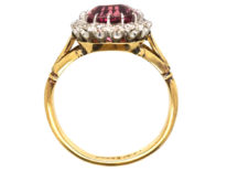 Edwardian 18ct Gold, Platinum & Pink Tourmaline Cluster Ring