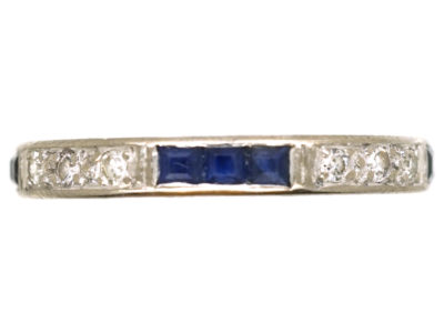 Art Deco 18ct White Gold, Sapphire & Diamond Eternity Ring