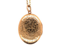 Edwardian 9ct Gold Oval Locket on Base Metal Chain