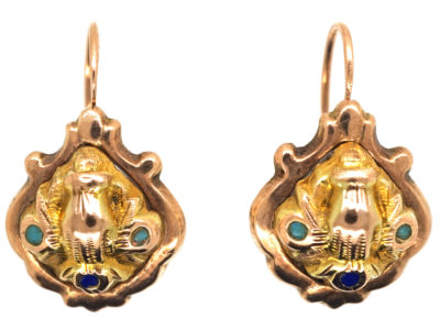 Georgian 15ct Gold Earrings With Hand Motif