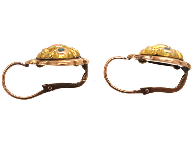 Georgian 15ct Gold Earrings With Hand Motif