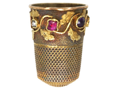 Victorian 15ct Gold Thimble with Stones that Spell Regard