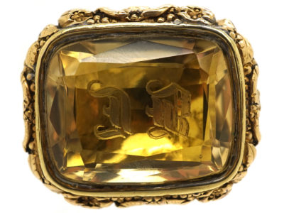 Large Late Georgian Seal with Citrine Base on Original Split Ring