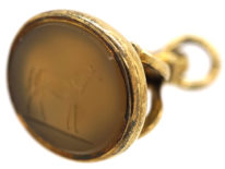Victorian 15ct Gold Seal with Agate Intaglio of a Horse