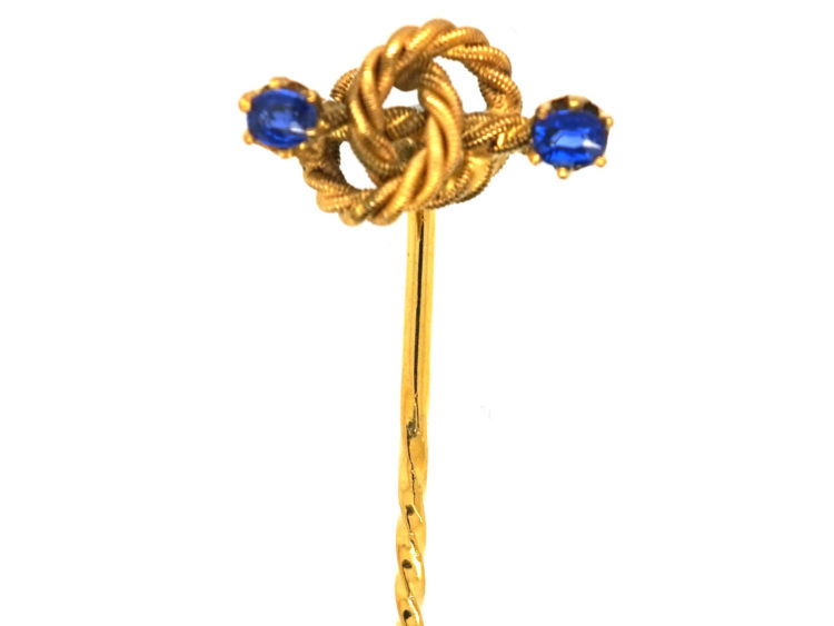 Edwardian 15ct Gold & Sapphire Lover's Knot Tie Pin