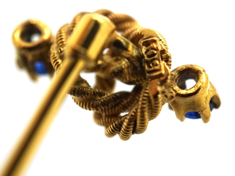 Edwardian 15ct Gold & Sapphire Lover's Knot Tie Pin
