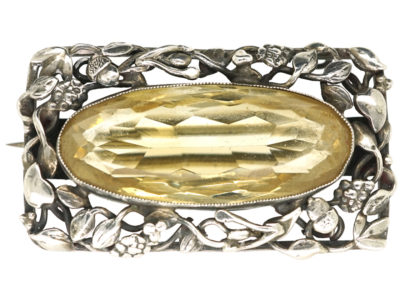 Arts & Crafts Silver & Citrine Brooch