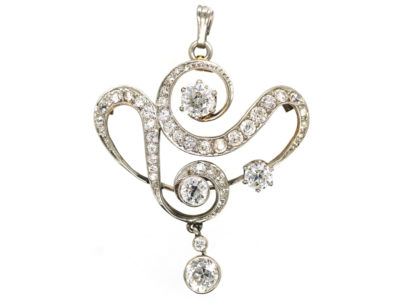 Art Nouveau Platinum & 15ct Gold Diamond Pendant