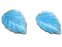 Silver & Blue Enamel Clip On Earrings