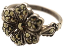 Silver & Marcasite Flower Ring