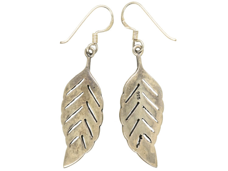 Silver & Marcasite Leaf Earrings