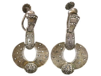 Art Deco Silver & Marcasite Earrings by Theodor Fahrner