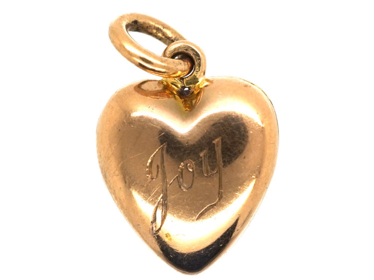 Edwardian 15ct Gold, Strawberry Red Enamel & Diamond Heart Locket