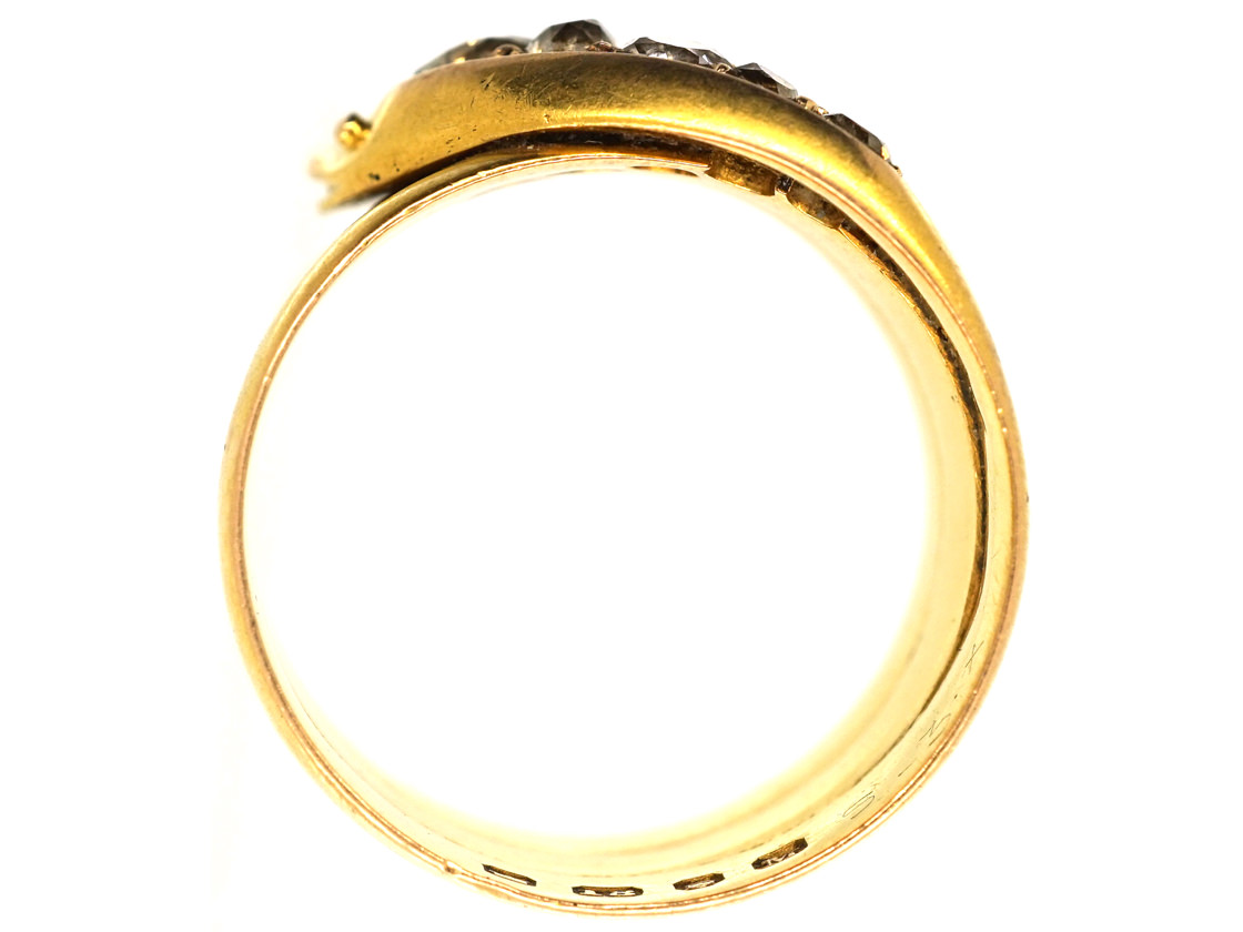 Victorian 18ct Gold Snake Ring Set With Old Mine Cut Diamonds (588L ...