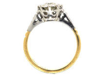 Art Deco Solitaire Diamond Ring With Diamond Set Shoulders