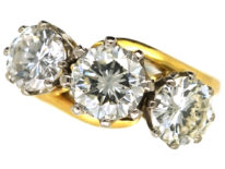 18ct Gold, Three Stone Diamond Crossover Ring