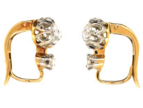 French 18ct Gold, Rose Diamond Drop Earrings