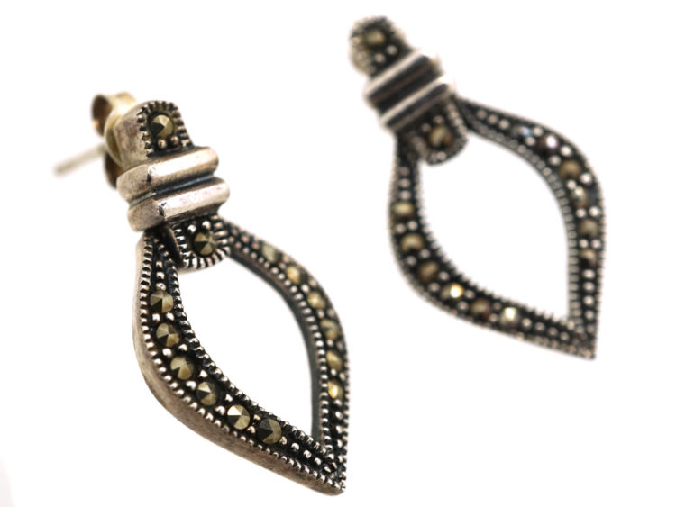 Silver & Marcasite Drop Earrings