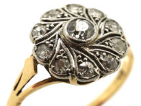 Edwardian 18ct Gold & Platinum Diamond Swirly Cluster Ring