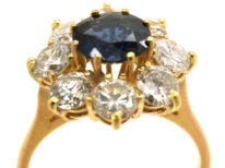 18ct Gold Sapphire & Diamond Cluster Ring