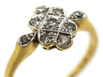 Art Deco 18ct Gold & Platinum, Diamond Cluster Ring With Diamond Set Shoulders