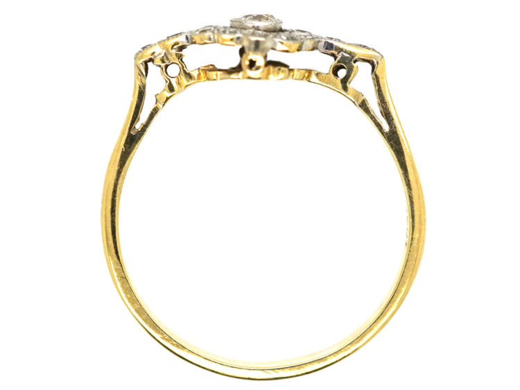 Edwardian 18ct Gold & Platinum Overlapping Diamond Cluster Ring