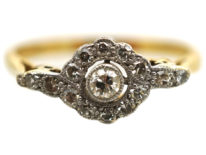 Edwardian 18ct Gold & Platinum Overlapping Diamond Cluster Ring