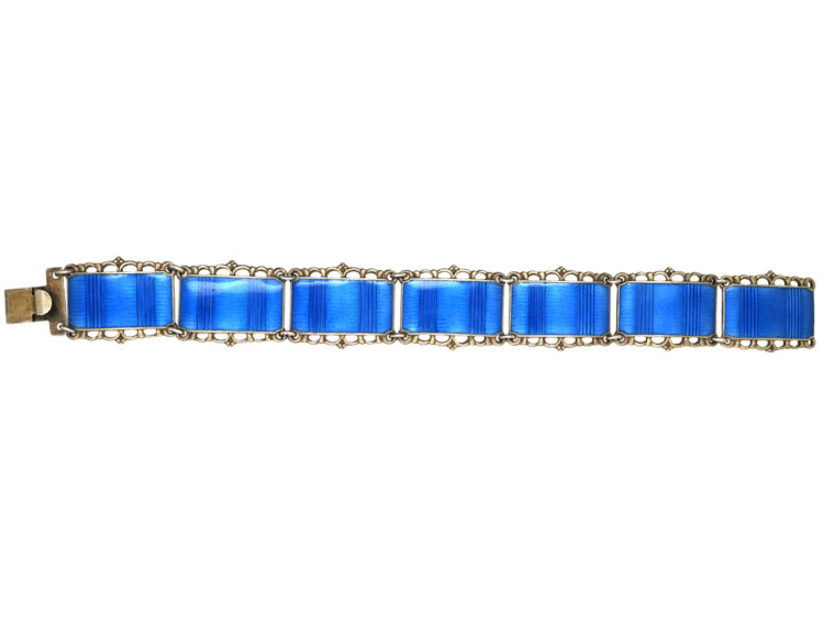 Art Deco Silver Gilt & Blue Enamel Bracelet by Kristian Hestenes