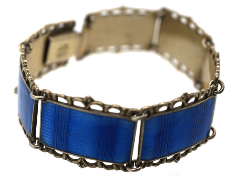 Art Deco Silver Gilt & Blue Enamel Bracelet by Kristian Hestenes