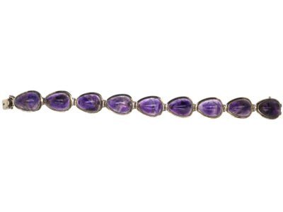 1960s Silver & Cabochon Amethyst Bracelet