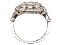 Edwardian Platinum & Diamond Cluster Ring with Scalloped Edge