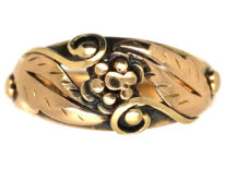 14ct Gold Ring With Leaves & Flower Motif