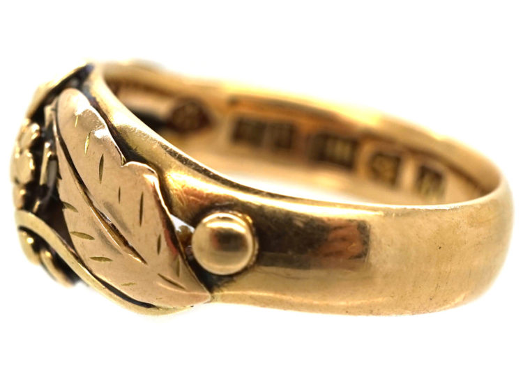 14ct Gold Ring With Leaves & Flower Motif