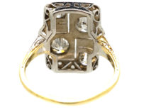 Art Deco 14ct White Gold & Diamond Plaque Ring