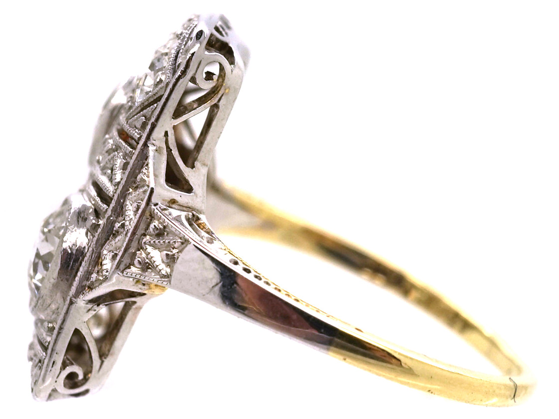 Art Deco 14ct White Gold & Diamond Plaque Ring (697L) | The Antique ...