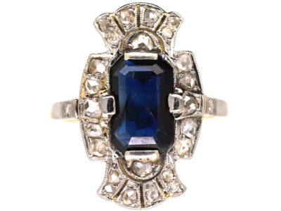 Art Deco Sapphire & Diamond Rectangular Ring