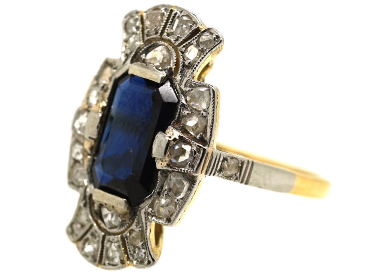Art Deco Sapphire & Diamond Rectangular Ring
