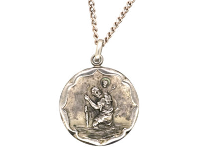 Silver St Christopher Pendant on Silver Chain