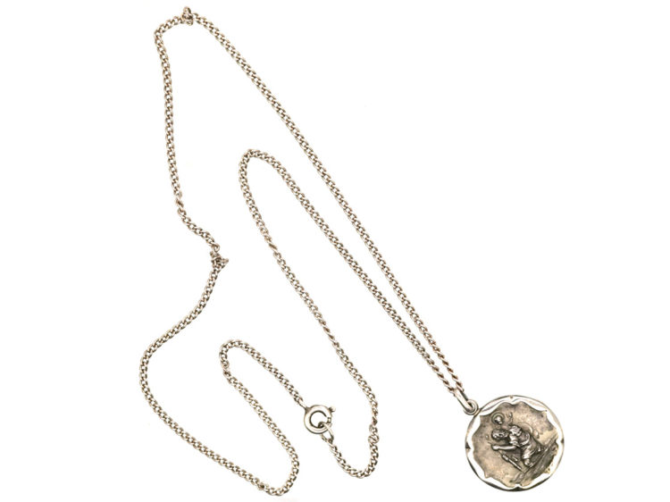 Silver St Christopher Pendant on Silver Chain