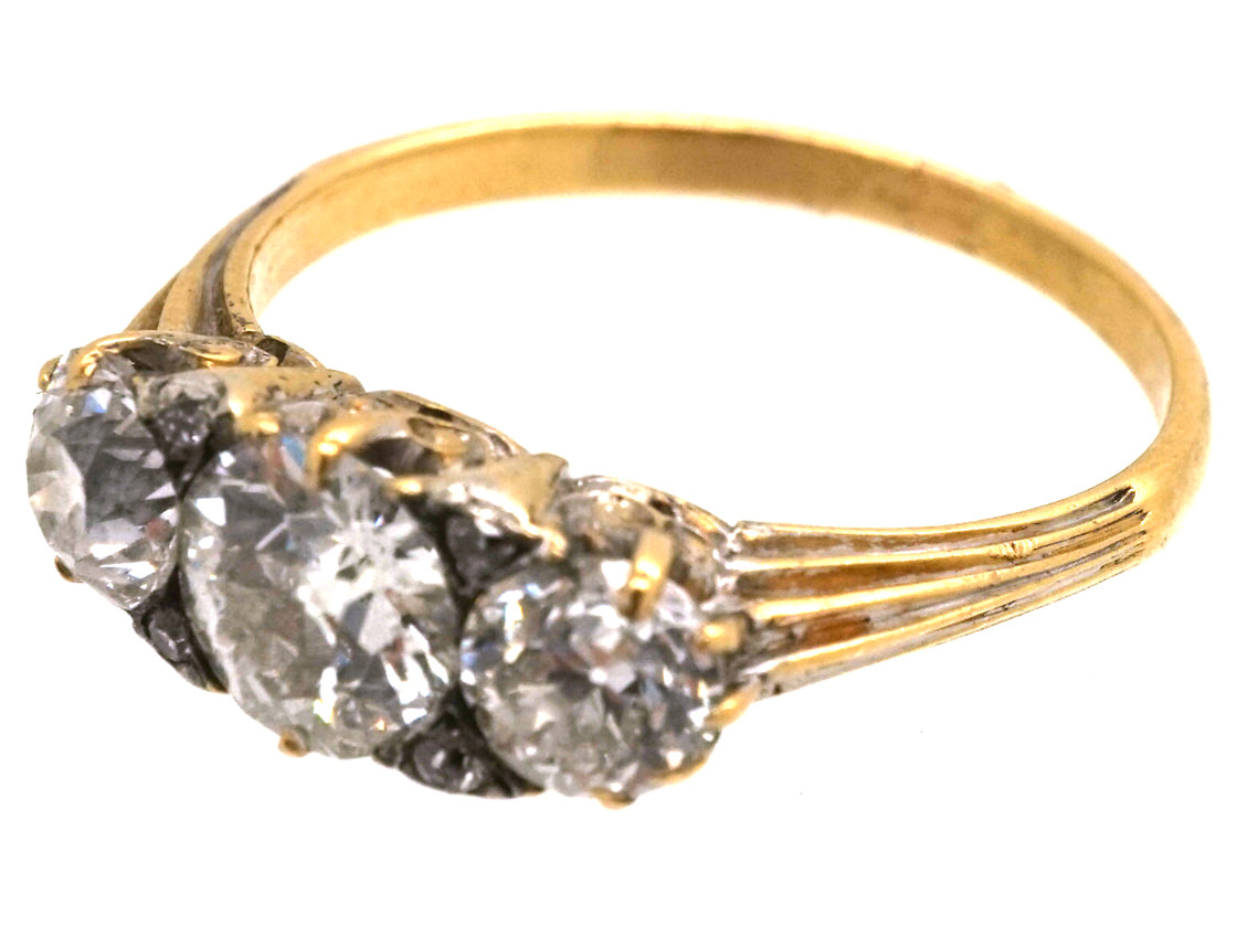 Victorian 18ct Gold & Diamond Three Stone Ring (649L) | The Antique ...