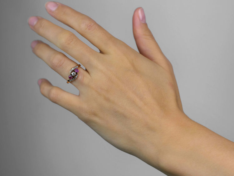 Edwardian Ruby & Diamond Crossover Ring