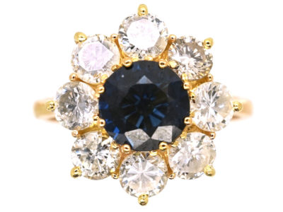 18ct Gold Sapphire & Diamond Cluster Ring