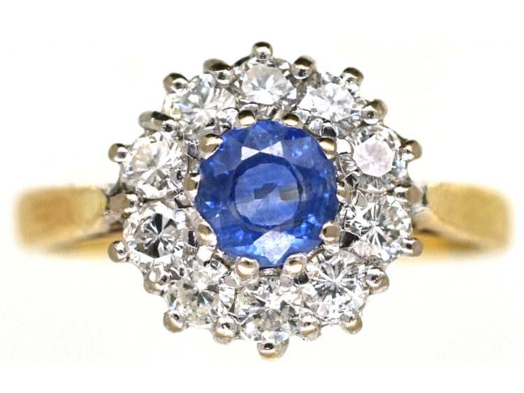 18ct Gold, Sapphire & Diamond Daisy Cluster Ring